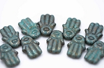 Hamsa Hand, Turquoise Picasso Luster 1 Strand