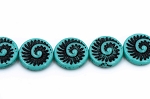 Ammonite Spiral, Turquoise/Jet 1 strand