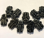 Hamsa Hand, Jet Travertine Luster 1 strand