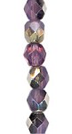 6mm Fire Polish - Lavender Opal Half Silver