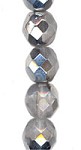 8mm Fire Polish - Crystal Half Silver 