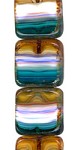 Topaz/Teal/White/Red/Sapphire Travertine Table Cut Square
