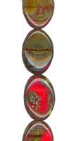 Red 16mm Travertine Oval