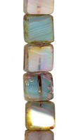Turquoise/Lavender/Blue/White Travertine Table Cut Square