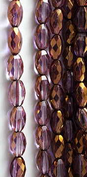 Lavender Crystal w Rose Gold Luster Faceted Flat Oval 12 x 6mm