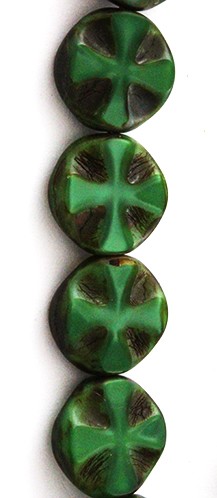 Forest Green Travertine Cross Table Cut Disc