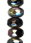 Gem Cut Rondelle - 3x5mm Jet Marea - 12 Strands