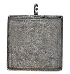Resin Blank Pendant - Antique Silver Square Frame - 33mm