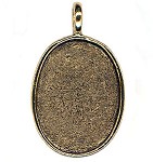 Resin Blank Pendant - Antique Gold Oval Frame - 28mm
