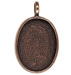 Resin Blank Pendant - Antique Copper Oval Frame - 28mm