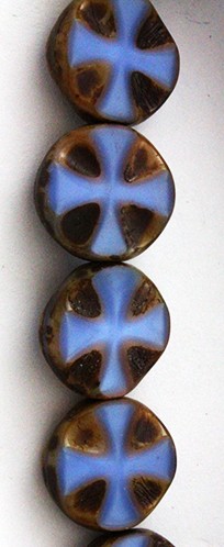 Periwinkle Travertine Cross Table Cut Disc
