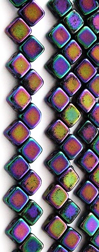 Metallic Purple Iris Two Hole Tile Bead - Silky