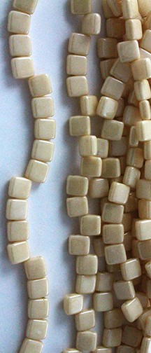 Cream Luster Two Hole Tile Bead