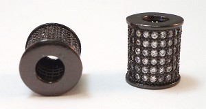 CZ Inlay Pave Bead - Barrel - Gun Metal Black