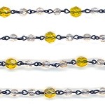 Beaded Chain 4mm Light Beige Luster & 6mm Yellow AB Fire Polish