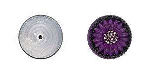 Flat Back Painted Button - Matte Purple/Black
