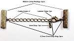Antique Brass Clasp and Ribbon Crimp Set - 20mm