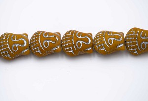 Buddha, Matte Yellow Ochre/Silver 1 Strand