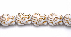 Buddha, White/Gold 1 Strand