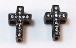 CZ Inlay Pave Bead - Cross - Gun Metal Black