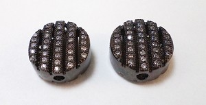 CZ Inlay Pave Bead - Disc - Gun Metal Black