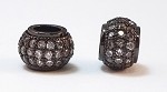CZ Inlay Pave Bead - Rondell - Gun Metal Black