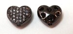 CZ Inlay Pave Bead - Heart - Gun Metal Black