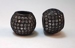 CZ Inlay Pave Bead - Round Barrel - Gun Metal Black