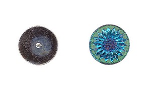 Flat Back Painted Button - Aqua/Green