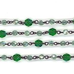Beaded Chain 4mm Peridot Luster & 6mm Green AB Fire Polish