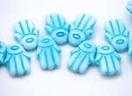 Hamsa Hand, White/Aqua 1 strand