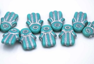 Hamsa Hand, Turquoise/Silver 1 Strand