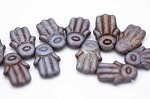 Hamsa Hand, Matte Sage Travertine 1 strand