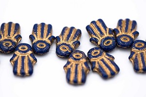 Hamsa Hand, Navy/Gold 1 Strand