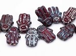 Hamsa Hand, Red Travertine Luster 1 Strand