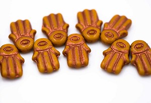 Hamsa Hand, Yellow Ochre/Copper 1 Strand