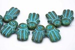 Hamsa Hand, Turquoise Travertine 1 Strand
