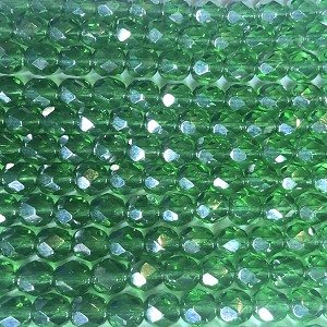 6mm Fire Polish - Transparent Green Luster