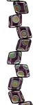 Transparent Purple Peacock Two Hole Tile Bead