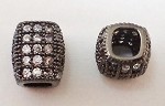 CZ Inlay Pave Bead - Rectangular Barrel - Gun Metal Black