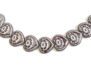 Dark Siam/Silver Antique Style Heart with Flower
