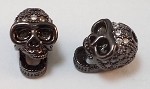 CZ Inlay Pave Bead - Skull - Gun Metal Black