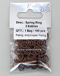 Antique Copper Spring Ring - FDSR 03 0.6x6mm AC