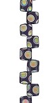 Medium Purple - Matte Peacock Vitrail - Two Hole Tile Bead 