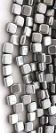 Matte Silver Two Hole Tile Bead 