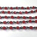 Beaded Chain Czech Glass 4mm Fire Polish Red
