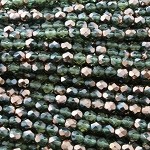 6mm Fire Polish - Sage Half Copper