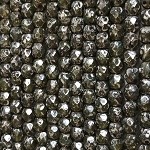 4mm Czech Fire Polish Beads - Green Opal Silver Travertine