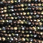 4mm Fire Polish - Jet Metallic Iris Mix