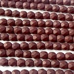 4mm Czech Fire Polish Beads - Matte Maroon